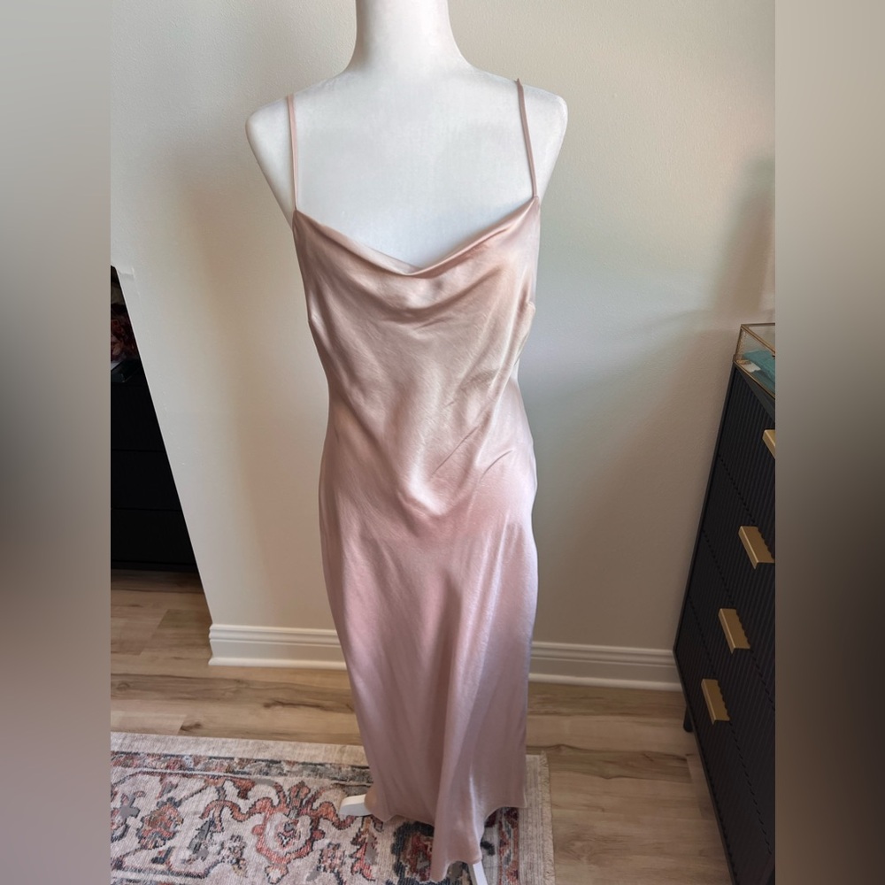 Silk drape neck midi dress